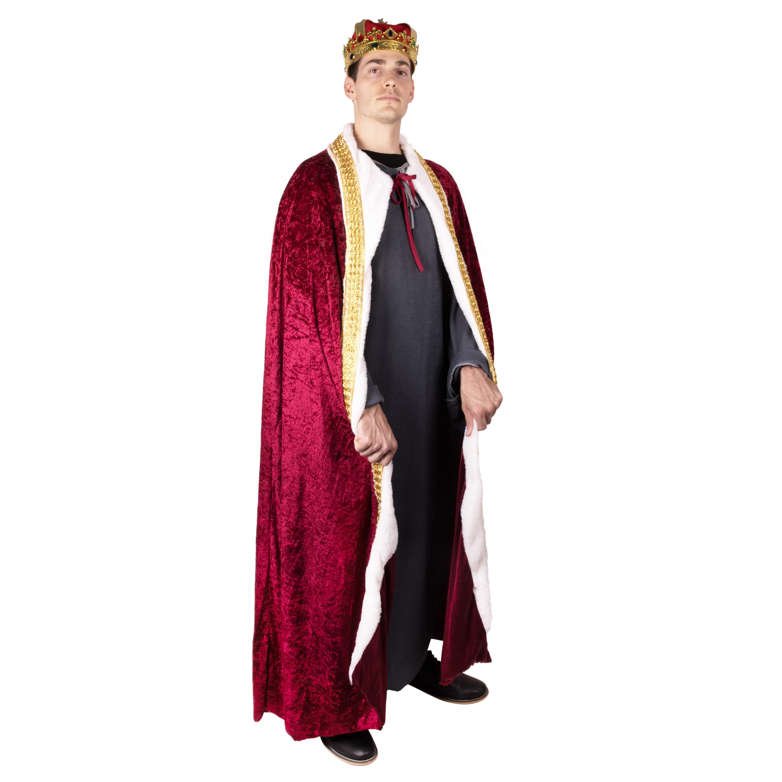 KangarooRed Velvet King Robe For Men - Kings Cape Costume Royal Outfit - Prince, Kings and Queen Costumes for Adults - Halloween Costume Cosplay Dressup Apparel