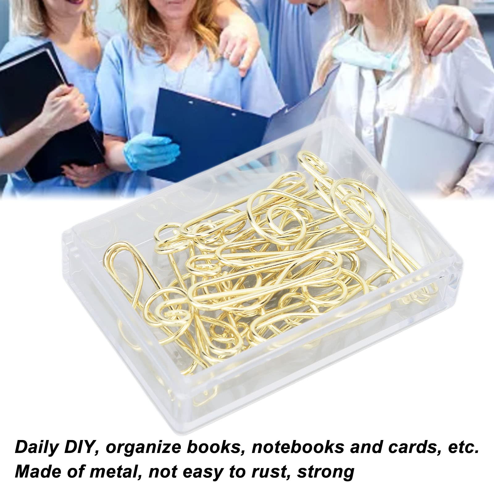 Snapklik.com : 100Pcs Note Shape Paper Clips, Multi Purpose, Cute Gold ...