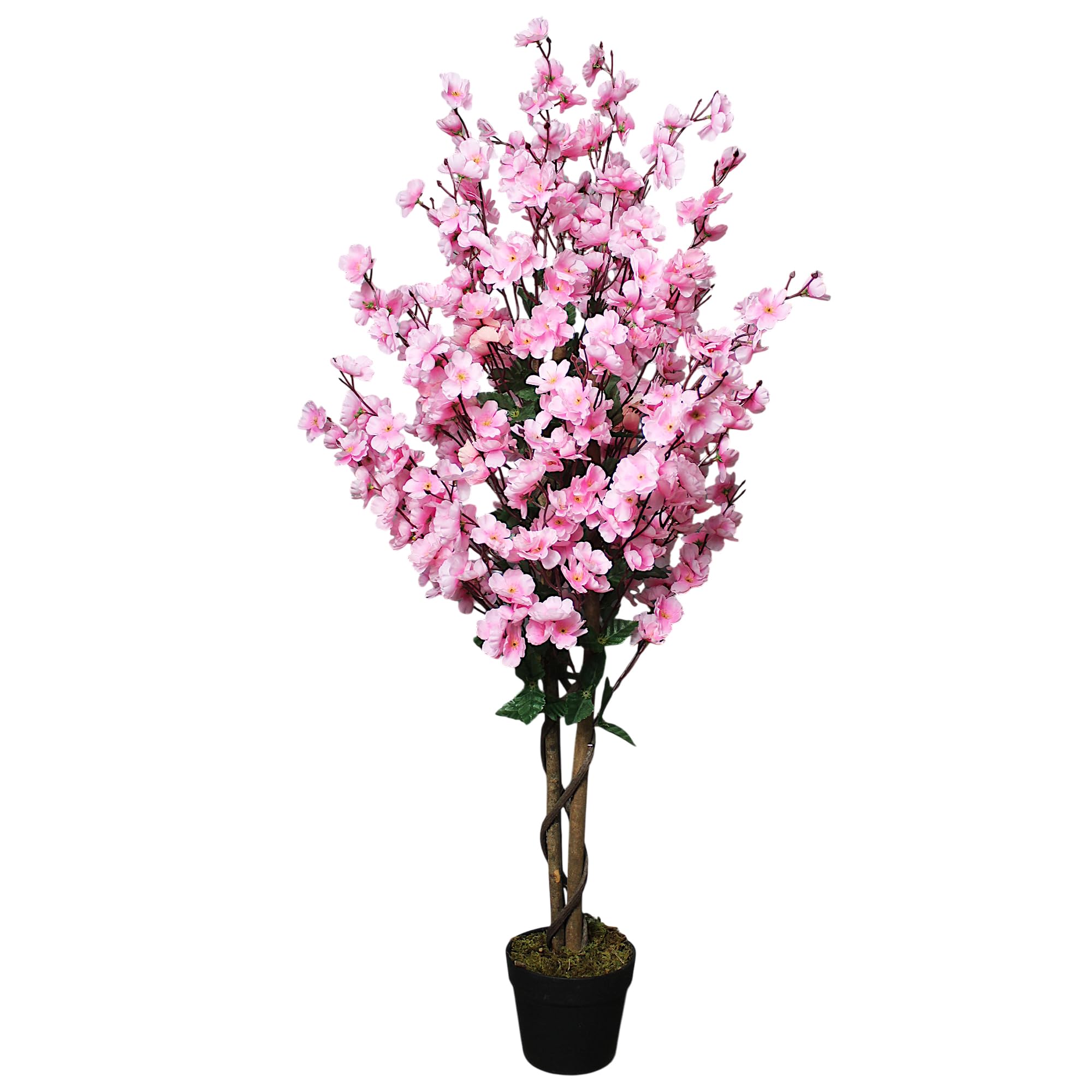 Arnusa Plante Artificielle à Fleurs Roses Arbre Artificiel 120 cm Décoration du Salon Grande Plante en Pot Fleur de Printemps