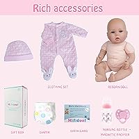 Vista 3 de Milidool Muñecas de bebé Reborn de 18 pulgadas, muñeca realista de bebé recién nacido, muñecas de silicona de aspecto real, con accesorios completos