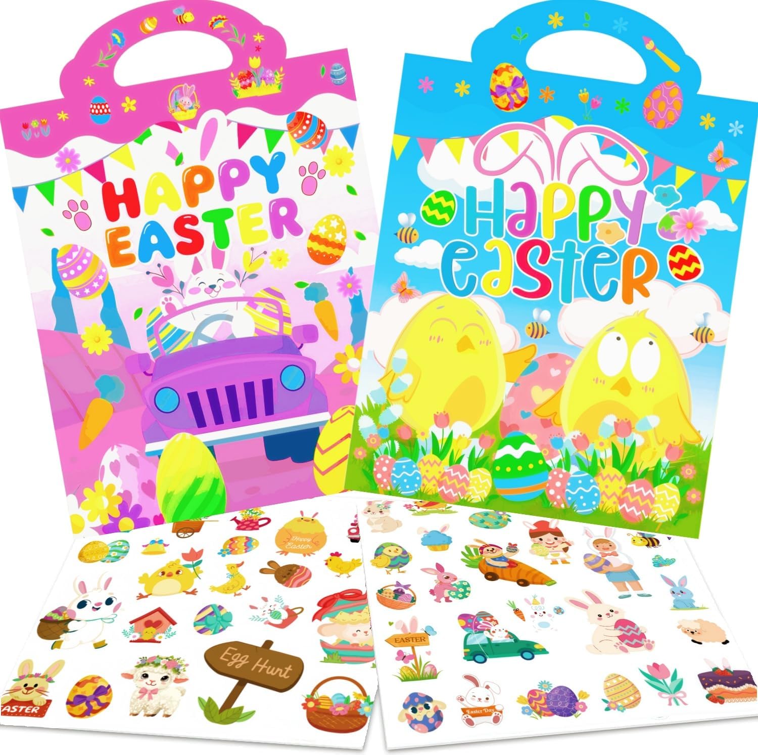 2 Pack Easter Reusable Books, Activity Books, Arts and Removable Jelly,Easter Holiday Travel Gifts Basket Stuffers Essentials