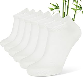 6 paires Chaussettes Bambou Homme Femme Socquettes 39-42 43-46 Coton Anti-odeur Respirantes Douces Confortables Classiques pour Sneakers Baskets Chaussures Basses en Blanc Noir Gris Beige