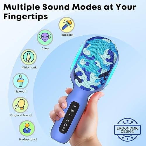 Miniatura 4 de StageSound Micrófono de karaoke, micrófono Bluetooth inalámbrico con luces LED dinámicas, micrófono portátil 5 en 1, máquina de altavoz para cantar
