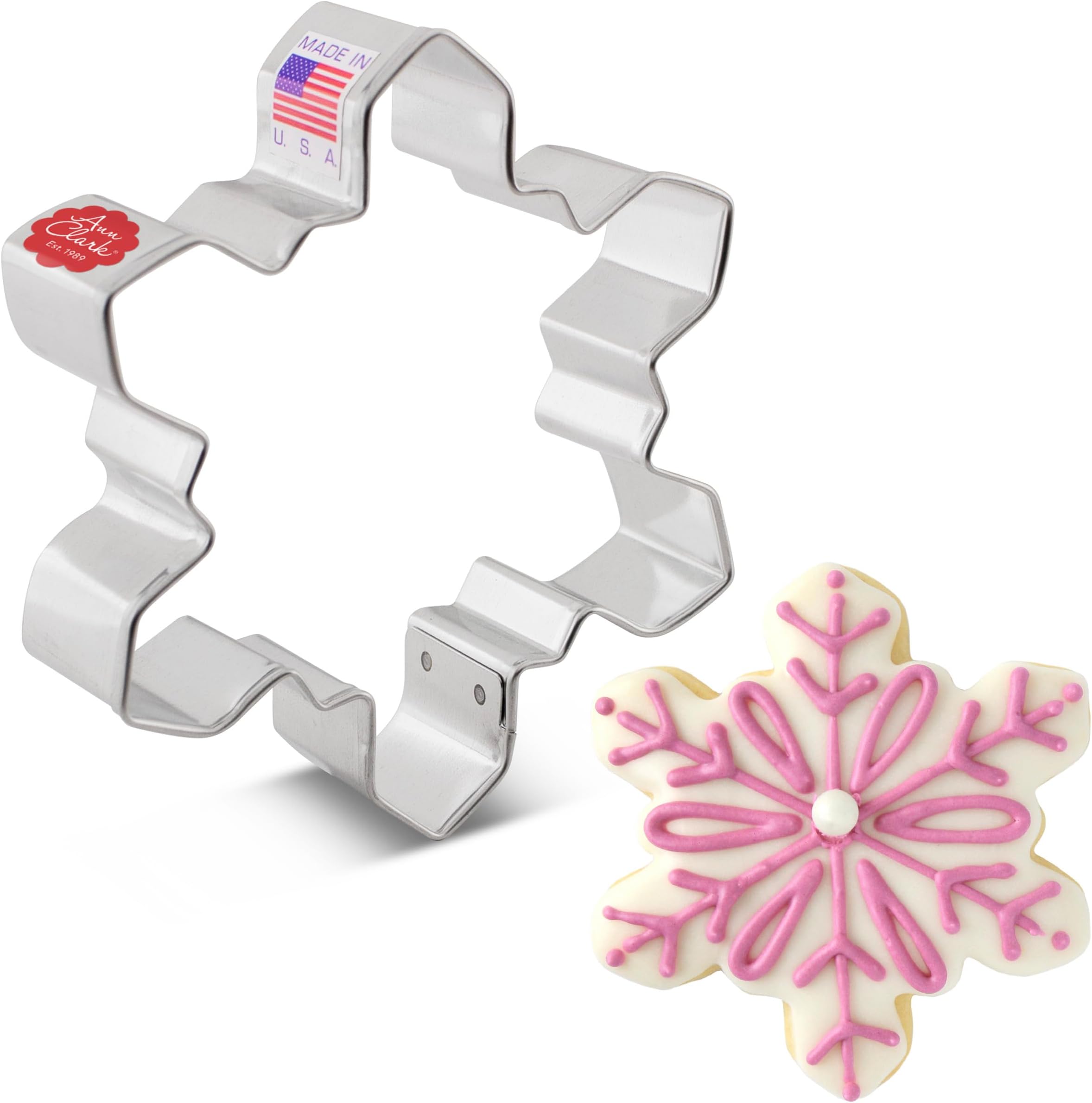 Ann Clark Geometric Snowflake Cookie Cutter, 4" Made in USA