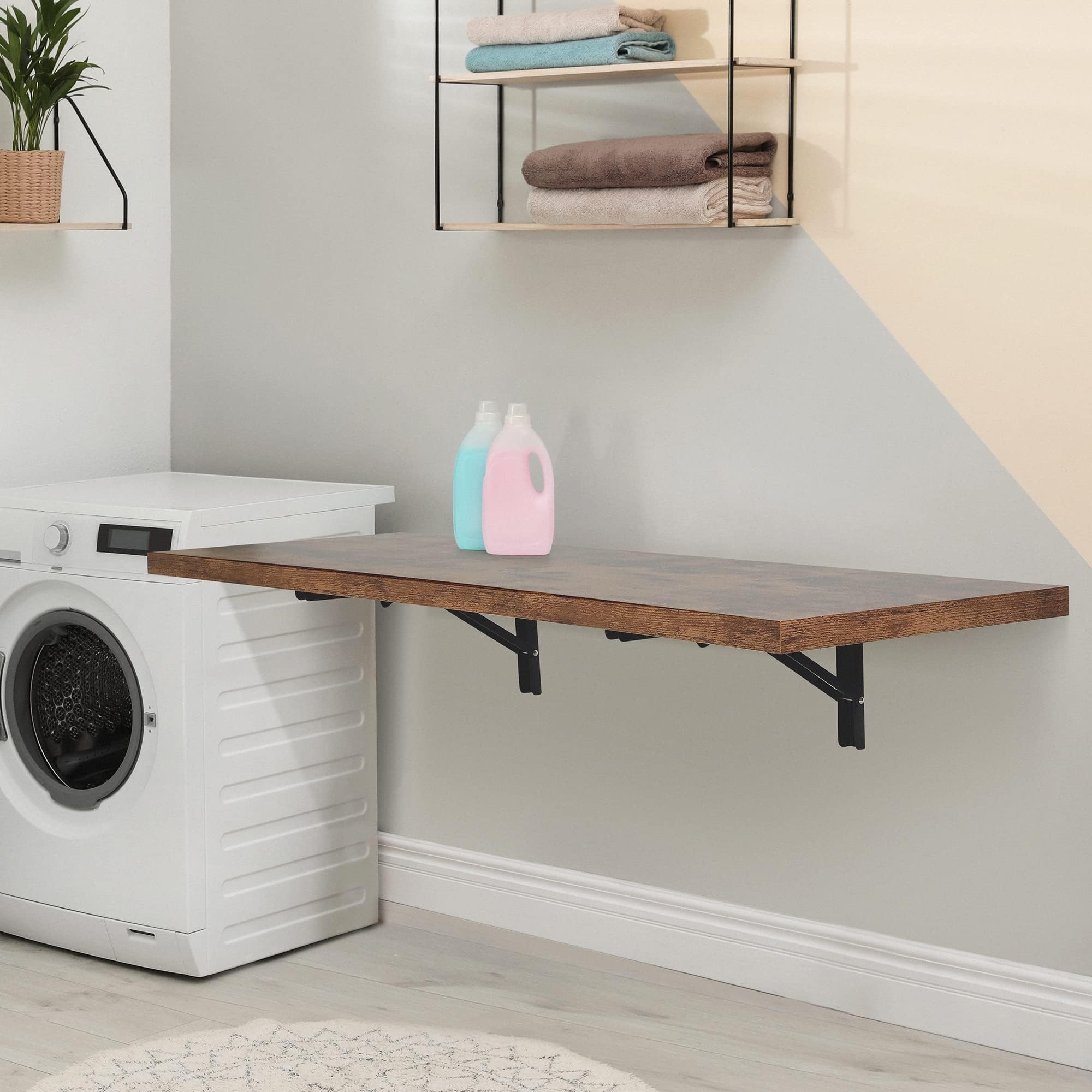 Laundry Folding Table, Wood Wall Mounted Table, Bracket