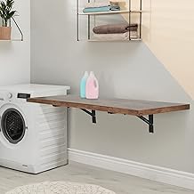 Houseables Wall Desk, Mounted Floating Table, Folding Desks, 121.92 cm x 40 cm x 3.18 cm, Fold Down Dining Tables, Foldable Hanging Workbench, Drop-Leaf Walldesk, for Small Spaces, Bar, Computer