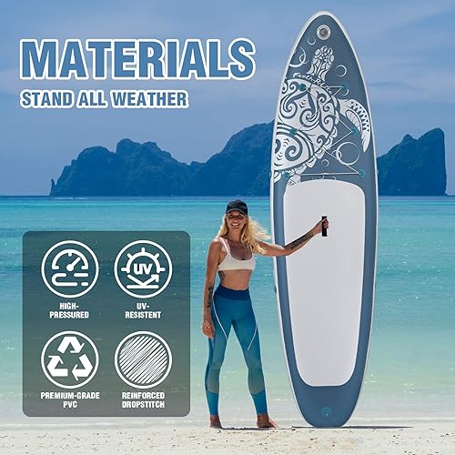 Miniatura 10 de FEATH-R-LITE Tabla de remo inflable de 10 pies 5 pulgadas  11 pies 6 pulgadas con accesorios inflables de remo para remo aletas paleta ajustable