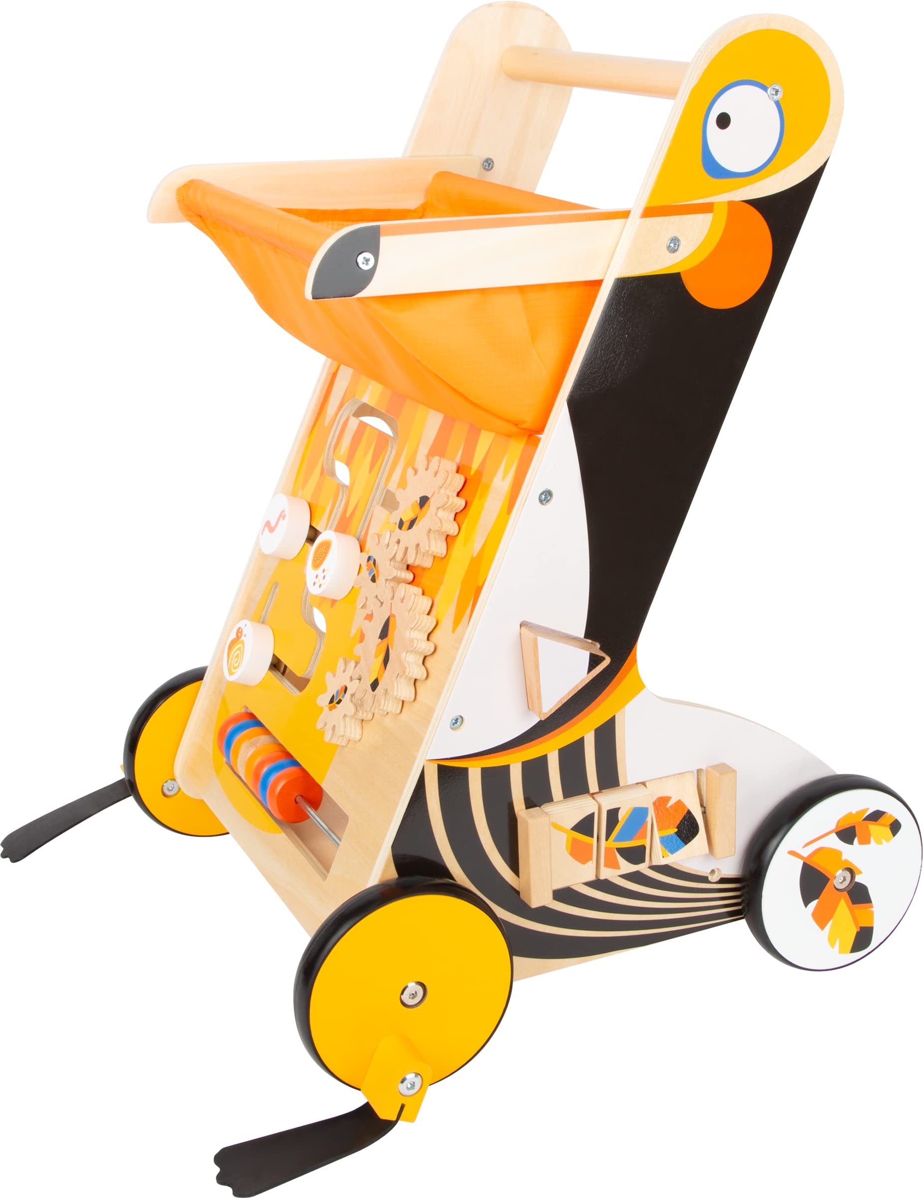 small foot Lauflernwagen Tukan aus Holz mit Bremssystem und vielseitigen Spielmöglichkeiten, für Kinder ab 1 Jahr, 11737