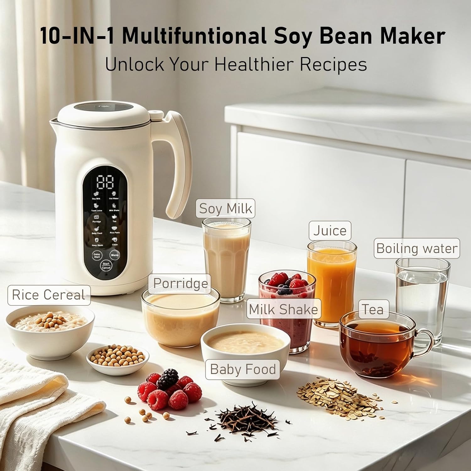 Cittiwo 10-in-1 Nut Milk Maker Machine, 42oz Automatic Soy Milk Maker