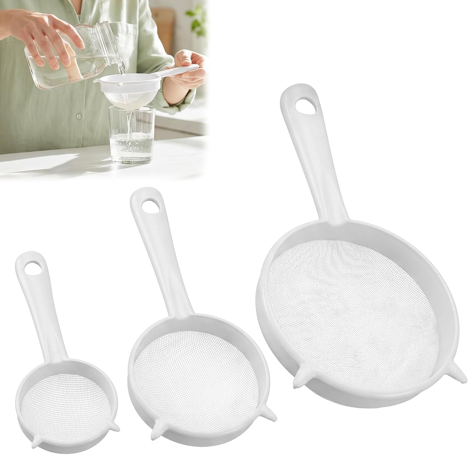 3 Pcs Plastic Strainer Set