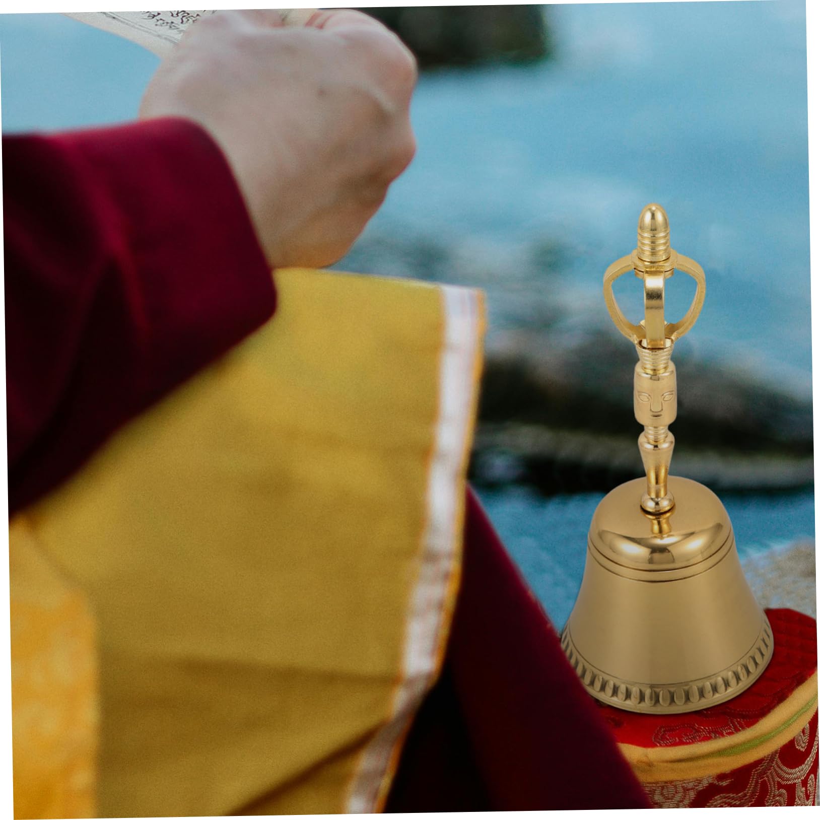 ibasenice 2pezzi Campana Tibetana Rame Per Meditazione e Preghiera Strumento Delicato Per Buddismo Decorazione Elegante Per Casa e Templi Design Unico e Suono Rilassante