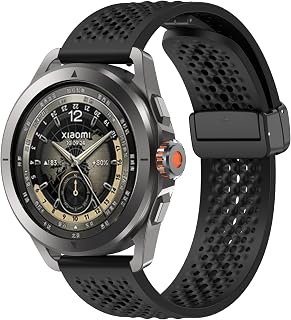 Disscool Replacement Wristbands Compatible with Xiaomi Watch S4 Sport/Watch 2/Watch S3, 22mm Adjustable Soft Silicone Magnetic Attraction Fold Wrist Strap with Quick Release Watch Accessories(Black)