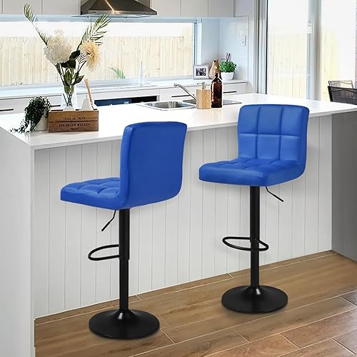 Miniatura 20 de Magshion Juego de 2 taburetes de bar blancos, de piel sintética, con altura de mostrador, sillas de bar tapizadas ajustables giratorias para isla de