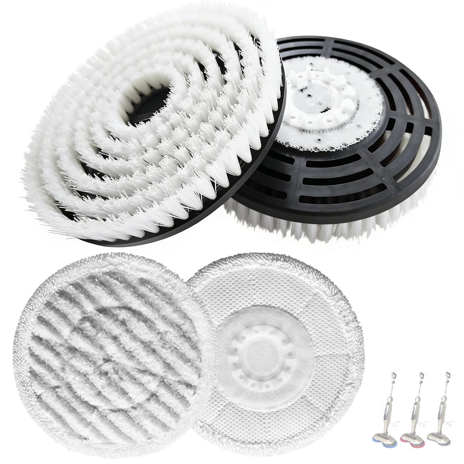 Upgraded Steam and Scrub Spin Mop Replacement Pads Brush for Shark S8002BRN S8201 S8001 S7000 S7001 S7020 S7005 with Scratch-free Brush Heads & Pads|