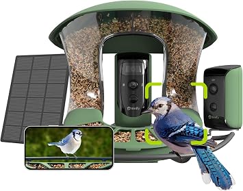 Birdfy 2 Smart Bird Feeder 3 Lenses & 2 Cameras and1 to 2 Splitter Cable USB 2.0 Type-C, Dual Angles, Solar-Powered, Wireless Birdwatching, Permanent AI Identify 6000+ Bird Species & Motion Detection