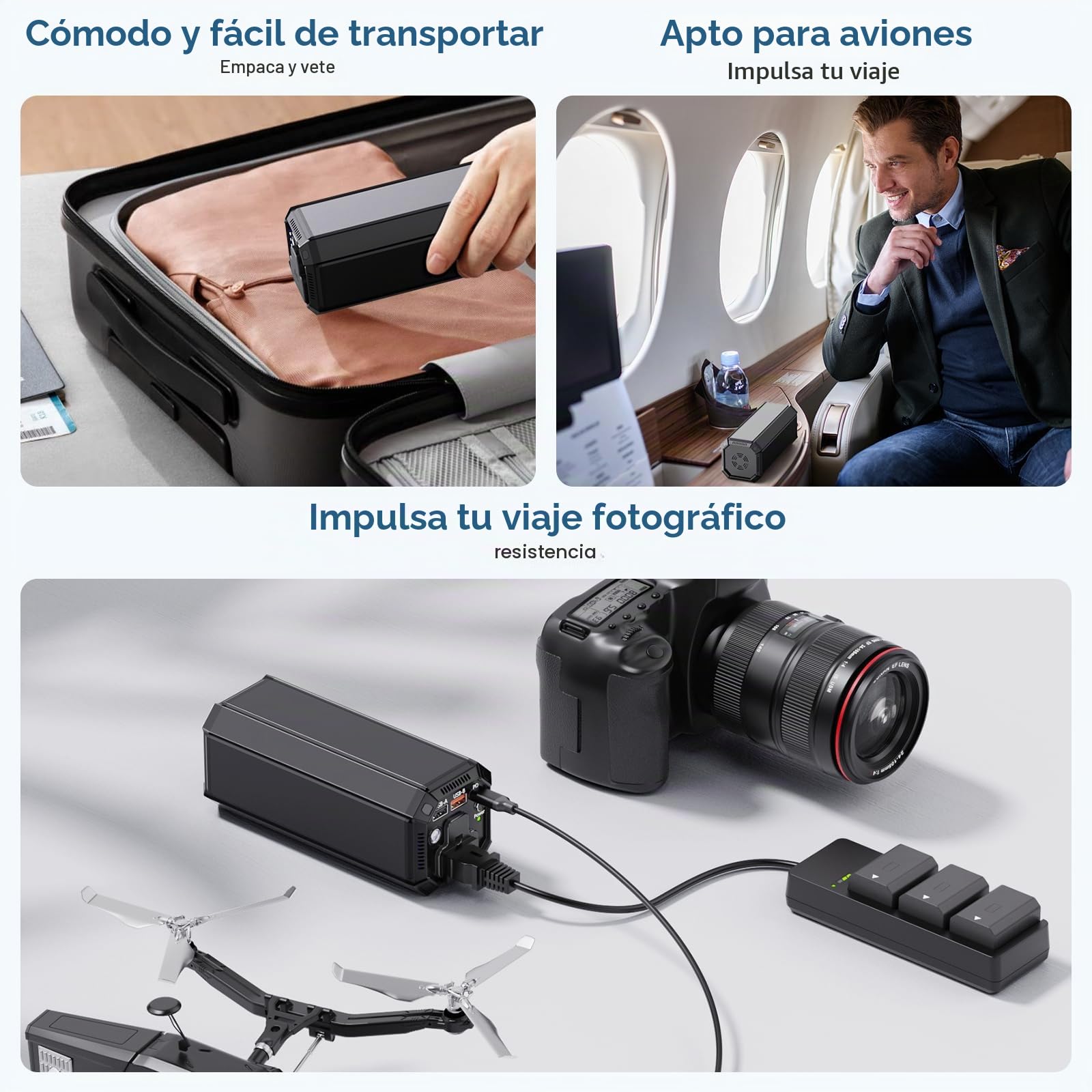 Powerbank, batería externa de 27000 mAh, 98 Wh, con enchufe CA de 100 W, cargador portátil universal para viajes, con puerto USB, compatible con MacBook Pro, portátil, GoPro, tableta, teléfono móvil