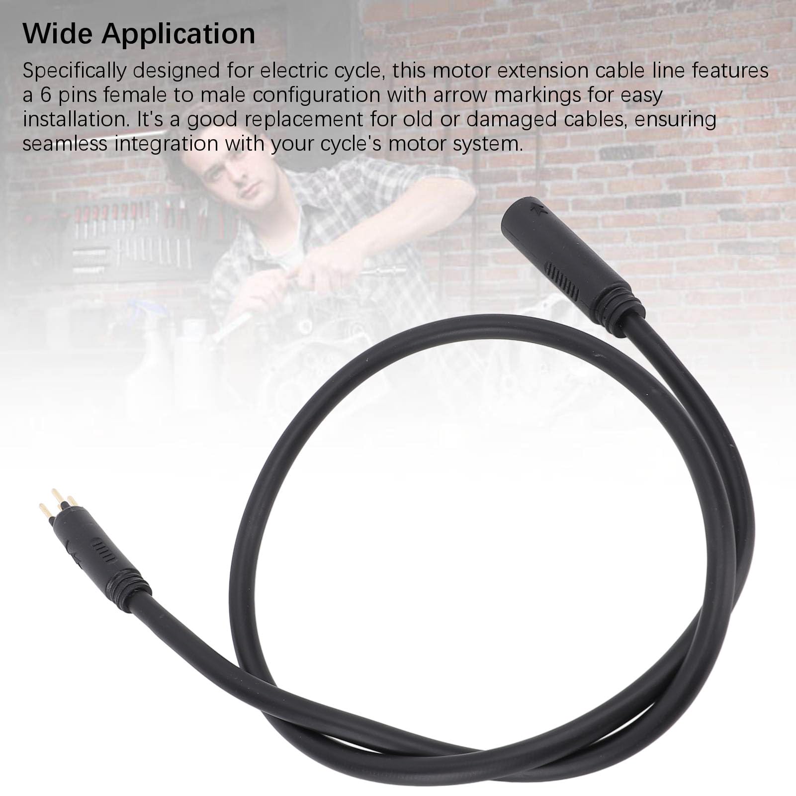 E Bike Motor Verlängerungskabel 60cm, 6 Pin Radnabenmotor Kabel mit Regenfestem ABS Stecker, Elektrofahrrad Kabel für Hinterradmotor Nabenmotor Reparatur Ersatz