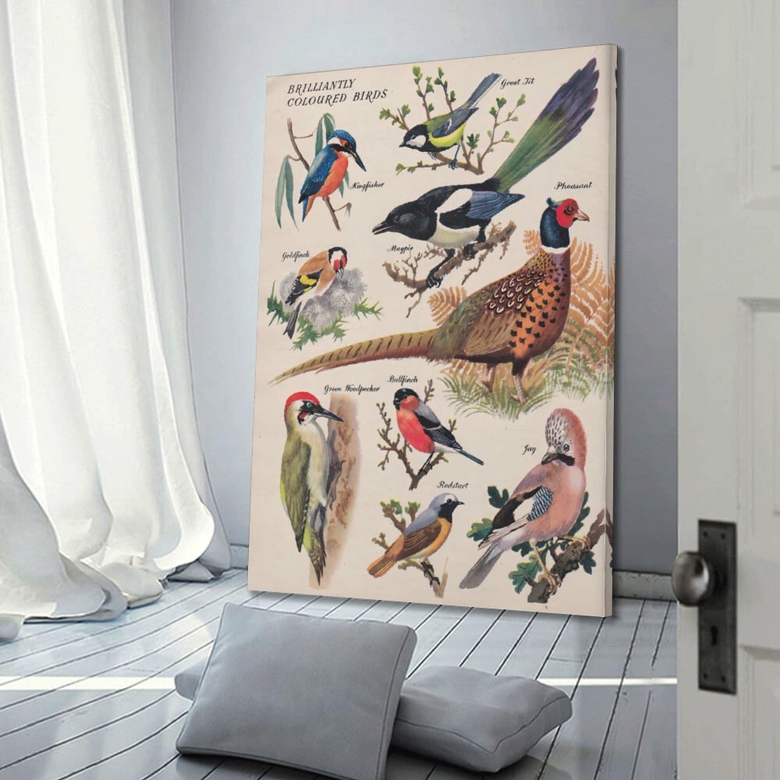 OKNGB Poster, Motiv: britischer Vogelführer, Poster, dekoratives Gemälde, Leinwand, Wandposter und Kunstdruck, moderne Familienschlafzimmer-Dekoration, Poster, 60 x 90 cm