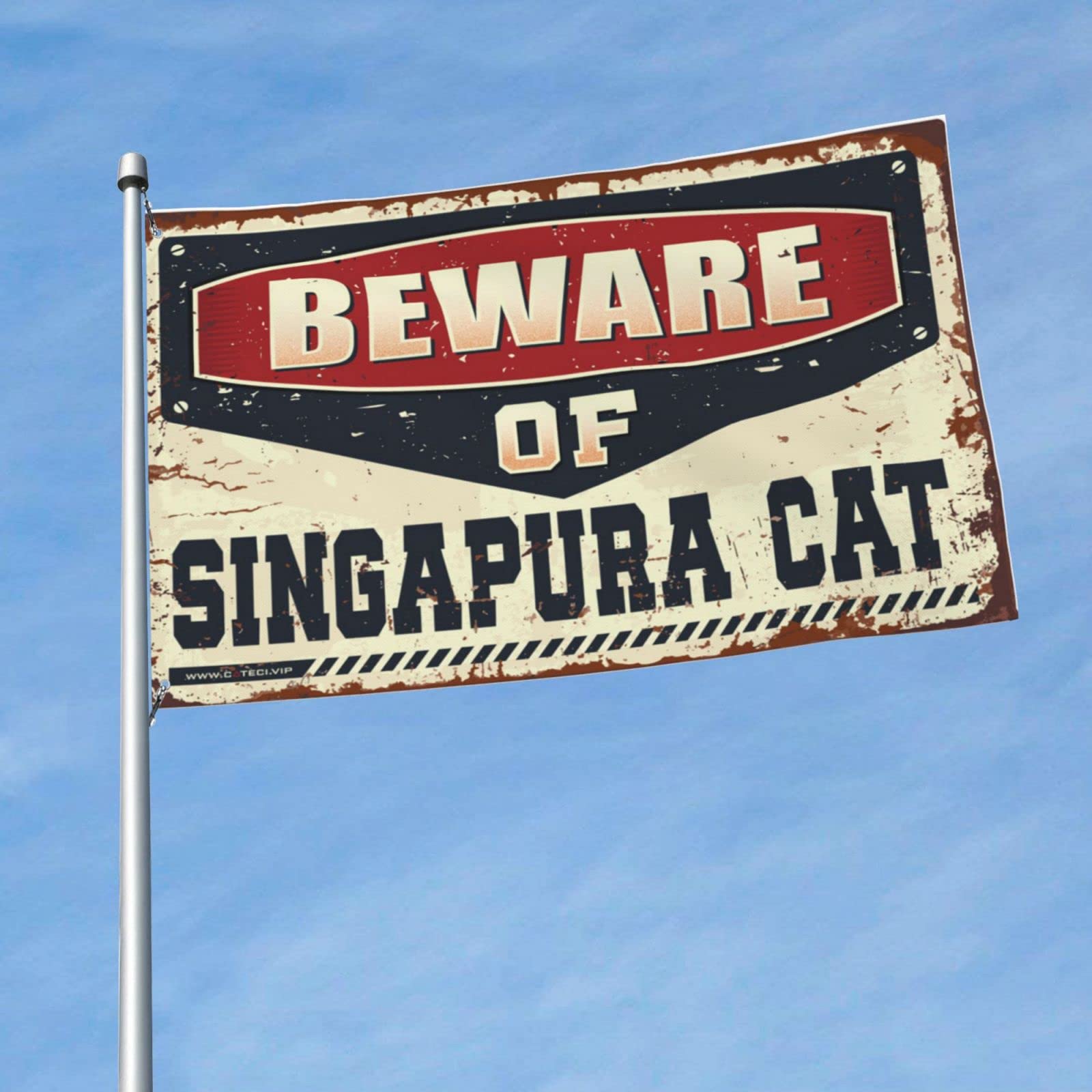 Drapeau chat de Singapura drôle XXL pour chambre universitaire