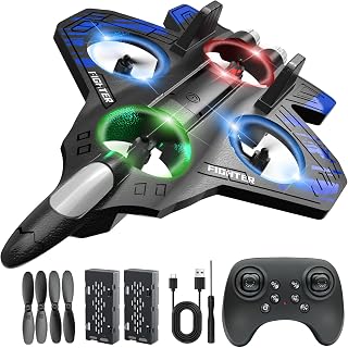Foam Remote Control Airplanes, RC Planes with Light, RC Airplane Fighter Jet for Kids Adults 8-16, 360° Flip, Stunt Roll, Drones for Kids 8-12, Airplane Toy Gifts for Kids Boys(Blue