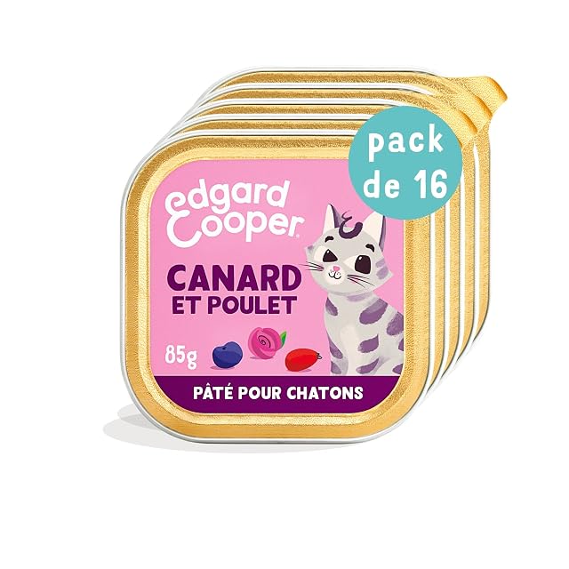Edgard & Cooper - Paté para Gatito esterilizado, Pato Pollo 16 x 85 g, Comida húmeda sin Cereales…