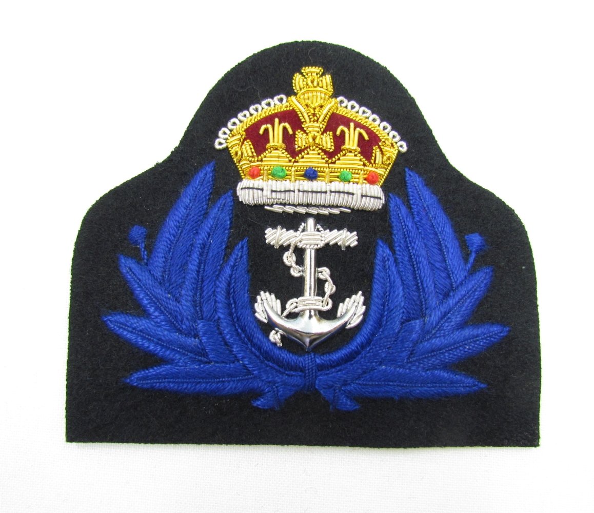 Uniform Store London Blue Gold Badge Naval Kings Crown Gold Wire Blue Wreath Wrens Cap Badge Ww2 Style R894