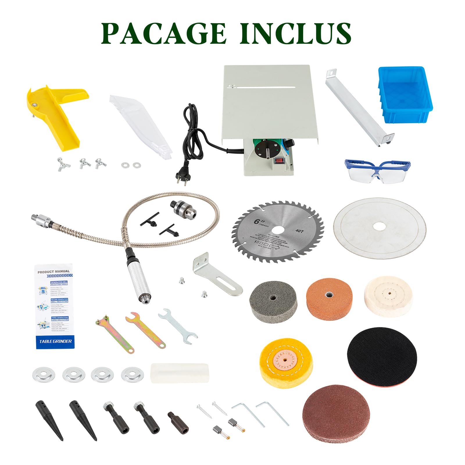 Polisseuse 5 en 1 - Scie circulaire de table - Petite polisseuse 800-10000 tr/min - 750 W - Jade électrique - Polisseuse de table et scie de table avec lames pour polissage/coupe/polissage