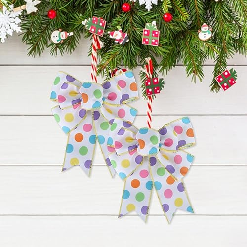 Miniatura 191 de 2 lazos de arpillera de Navidad, hechos a mano, prefabricados para coronas, adornos decorativos grandes de Navidad, decoración de árbol, lazos