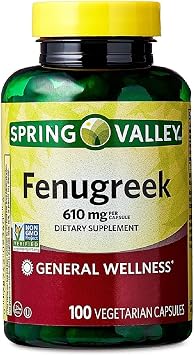 Fenugreek 610mg 100 Vegetarian Capsules, Organic Fenugreek Extract, Fenogreco Organico, Non-GMO Herbal Supplement for Daily Wellness Pack of 1