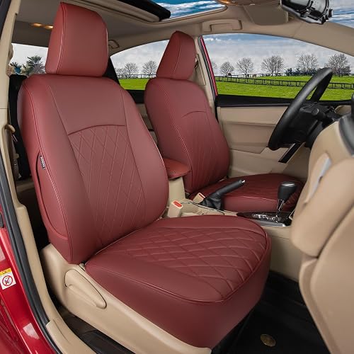 Custom Fit Seat Covers for Toyota Corolla 2023 2024 2025 2026 Hybrid LE, Full Coverage Faux Leather, Water-Resistant Seat Protectors-Burgundy