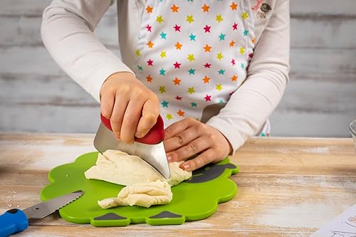 Miniatura 3 de Kuhn Rikon Kinderkitchen - Cuchillo Mezzaluna para niños con protector de cuchilla, gato, 5.2 x 3.3 x 0.7 pulgadas, rojo, herramientas de corte