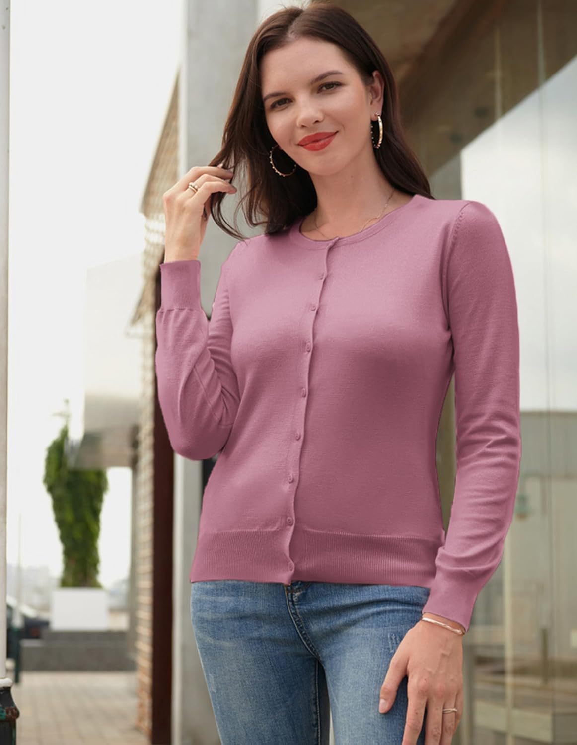 GRACE KARIN Womens Long Sleeve Knit Cardigan Sweaters Casual Dressy Open Front Button Down Cardigans Spring Outfits - Image 3