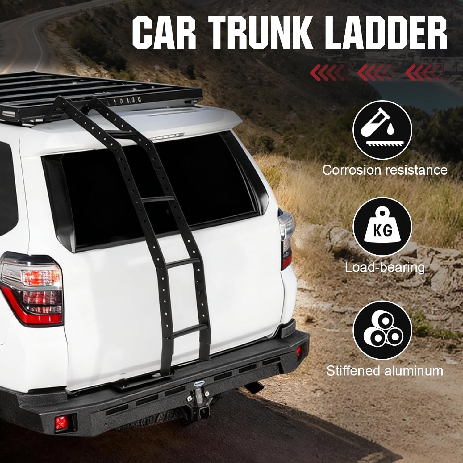 Generic Rear Ladder Tailgate Hatch Ladder for Toyota 4Runner 2010-2024 Car Accessories
