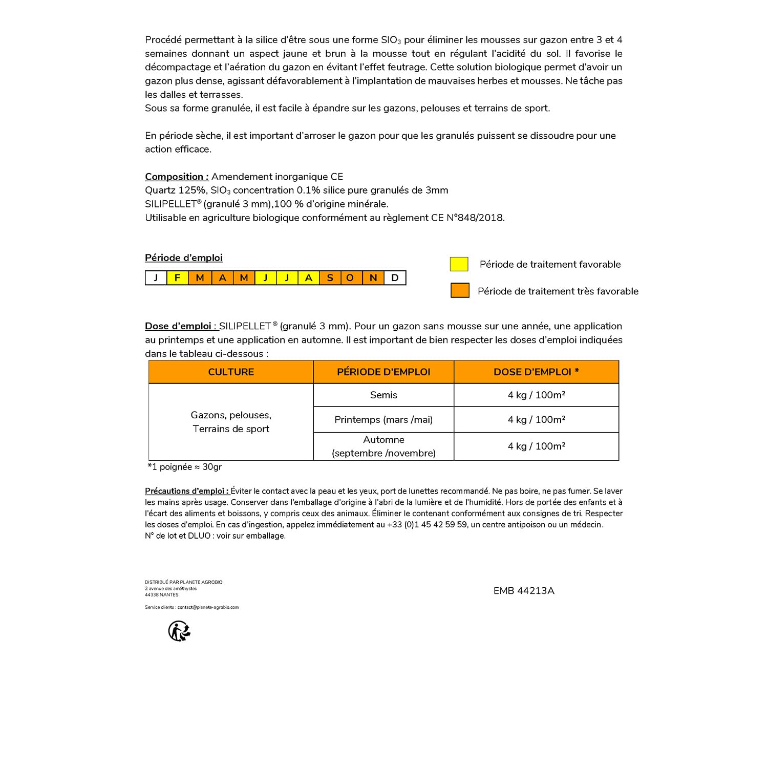 Silimousse (Anti mousse Gazon). (4 Kg)
