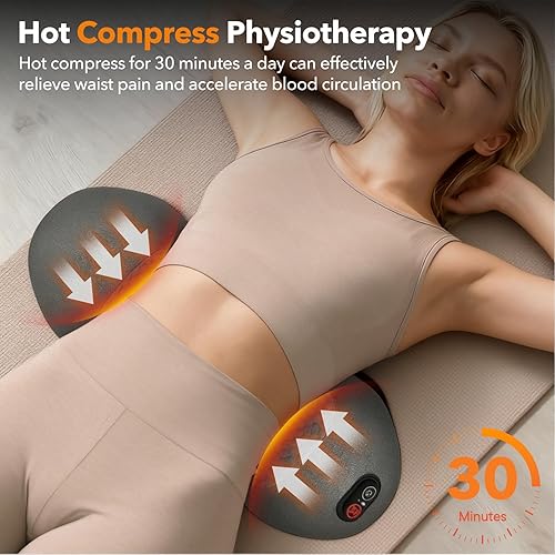 Miniatura 5 de Almohada eléctrica 3 en 1 para masaje lumbar, masajeador de espalda con calor, altura ajustable para cama y silla, almohada de apoyo de espalda para