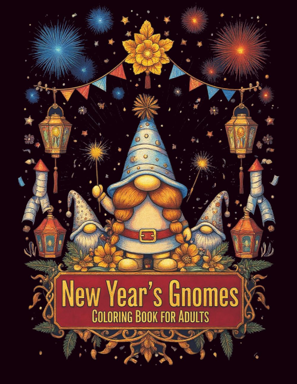 New Years Gnome Coloring Book For Adults: Amazing Designs with Cheerful Gnomes and Vibrant Party Vibes
