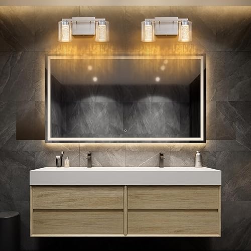 Miniatura 9 de SineRise Lámpara de tocador de 2 luces de níquel cepillado con 3 modos de color (3000 K4000 K6000 K), lámpara LED de baño con protección ocular, luz