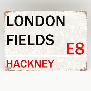 Inga London Fields Metal Sign Hackney London Street Novelty Retro Wall Plaque Decoration Props Plaque 8X12 inch