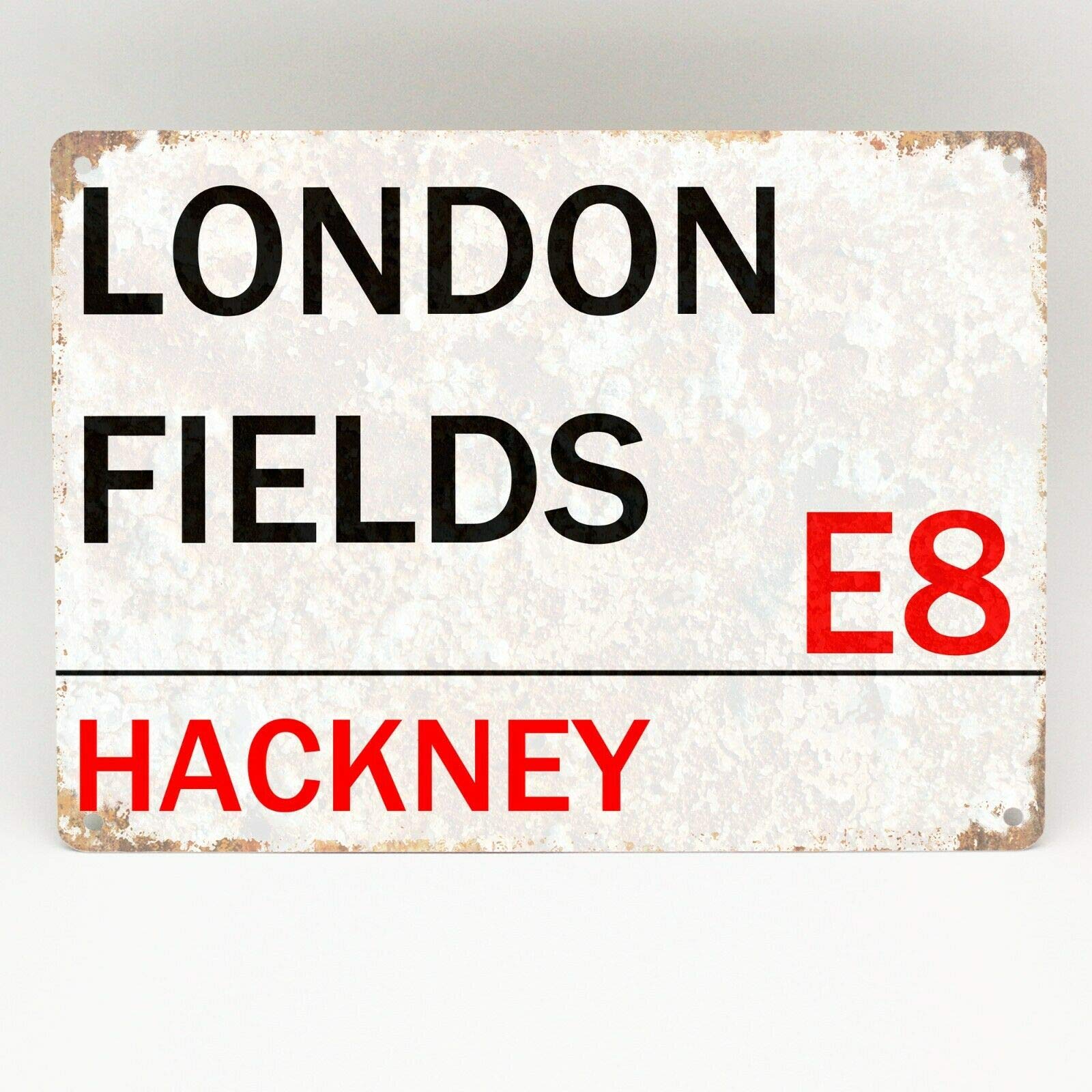 Inga London Fields Metal Sign Hackney London Street Novelty Retro Wall Plaque Decoration Props Plaque 8X12 inch