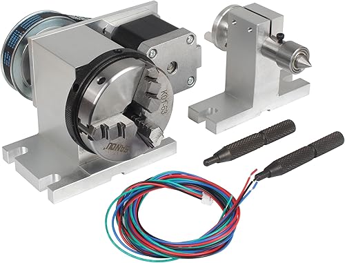 Miniatura 9 de Fresadora CNC de eje rotacional Enrutador CNC Mesa giratoria de un eje 4 eje 2.559 in 3 mandíbulas Chuck Cabezal divisorio con motor paso a paso