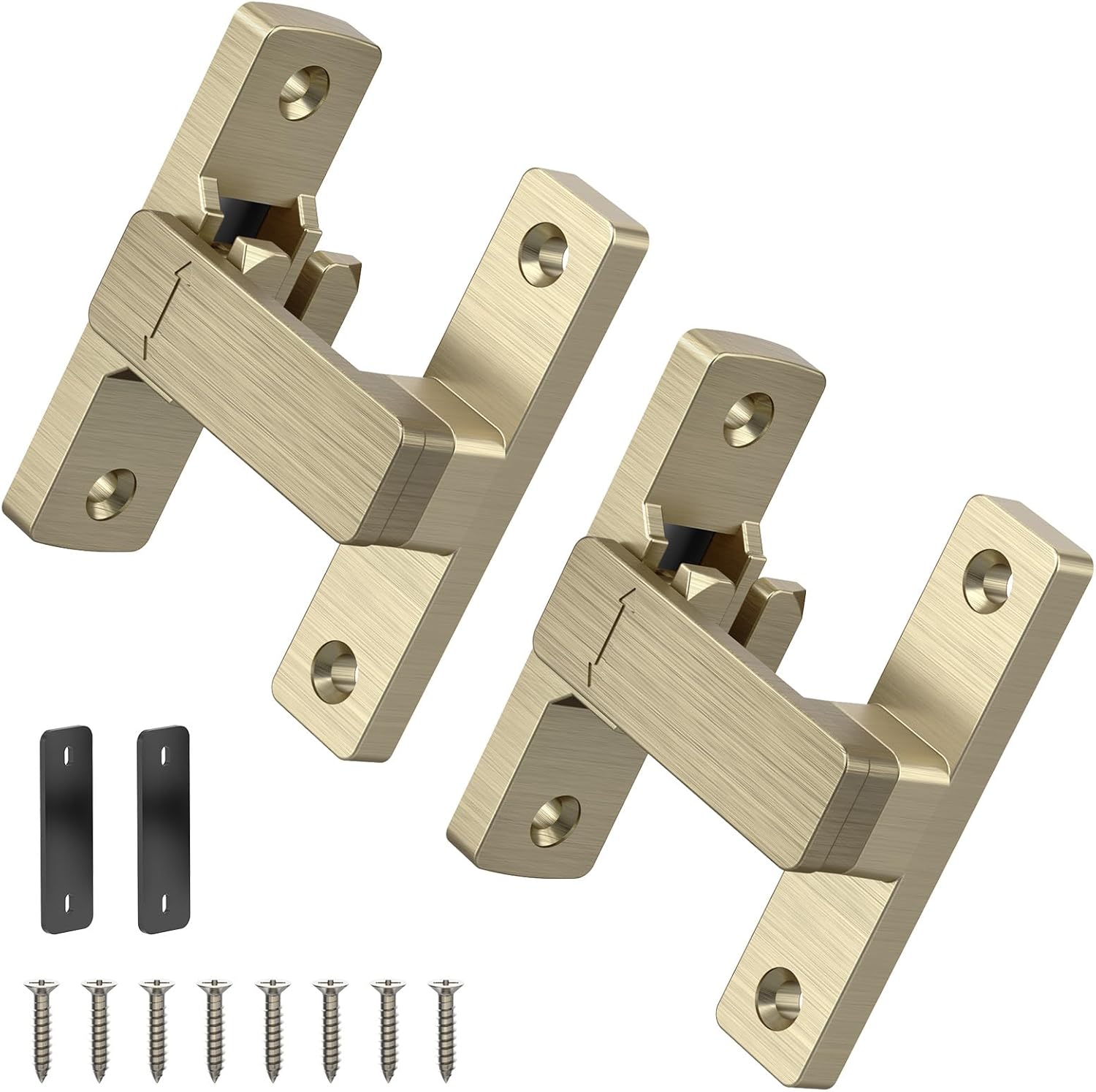 Barn Door Lock, 90/180 Degree Zinc Hardware Sliding Door Lock, Heavy Duty Flip Safety Door Latch for Screen, Cabinets, Bathrooms, Gardens, Barns, Pet Doors, Window Cabinets (Black-2Pack)