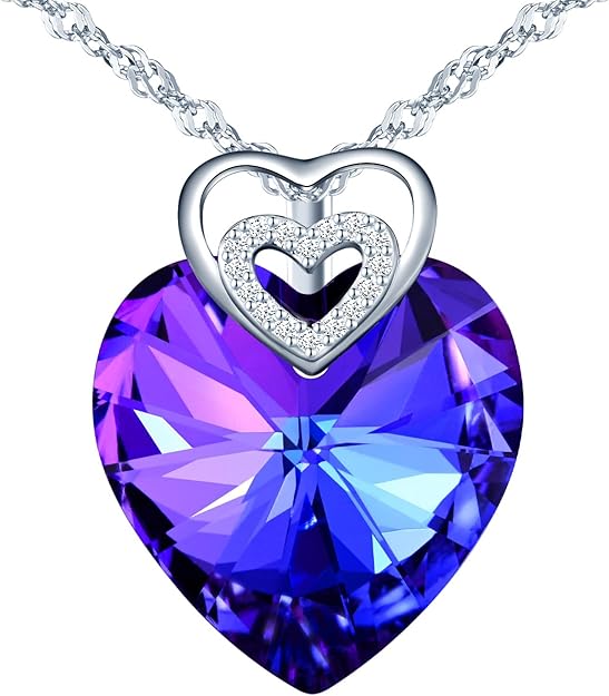 Collier Pendentif 4 Cœurs Cristaux – Argent Sterling 925 – Longueur 17,5 Pouces – Neuf