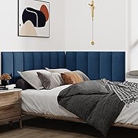 Vista 3 de IFNOW Cabecera tapizada para montar en la pared, paneles de pared 3D insonorizados para despegar y pegar, cabecero copetudo reutilizable y extraíble