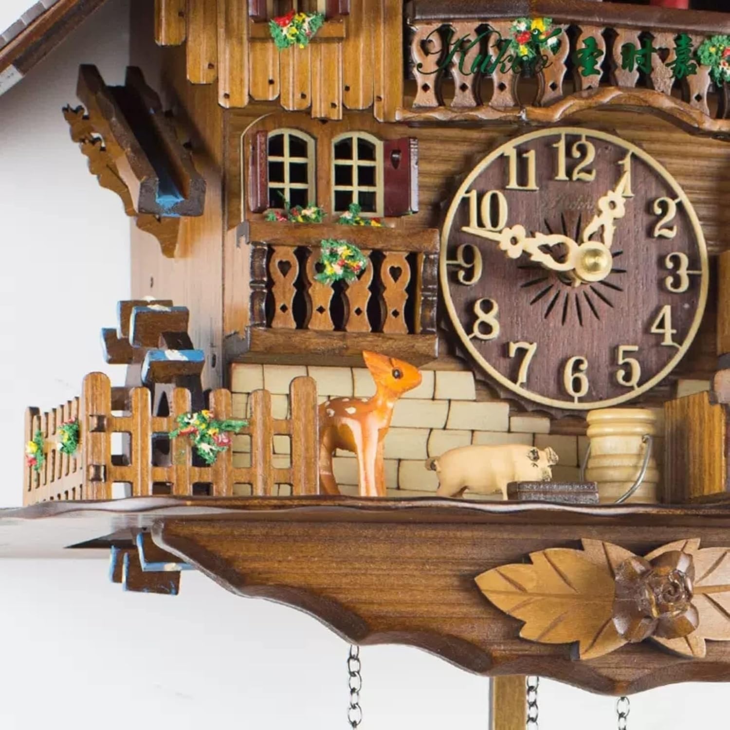 Cuckoo Clock with Pendulum Basswood Wall Clocks Villa Slient Clock European Style Hanging Clock for Living Room Office Home Decor Christmas New Year(Gold)
