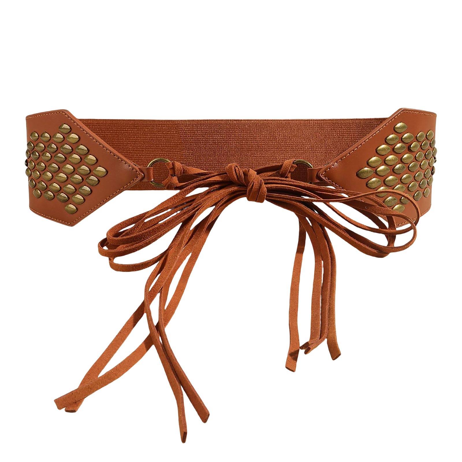 MICFENY Stylish Adjustable PU Leather Corset Band With Fringed Tied Design For Women Various Occasion Travel Use