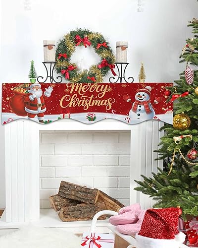 Miniatura 4 de Bufanda roja para chimenea de Navidad, Papá Noel, muñeco de nieve, decoración de mantel de Navidad para chimenea, regalos de Navidad, copo de nieve,