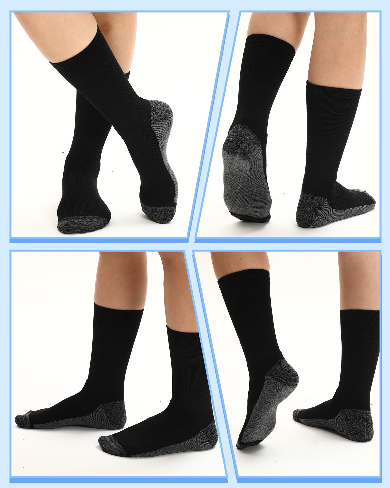 Skicuff 24 pares de calcetines acolchados para hombre, transpirables, atléticos, calcetines deportivos al aire libre para hombres de 6 a 13 años, para trabajo y correr