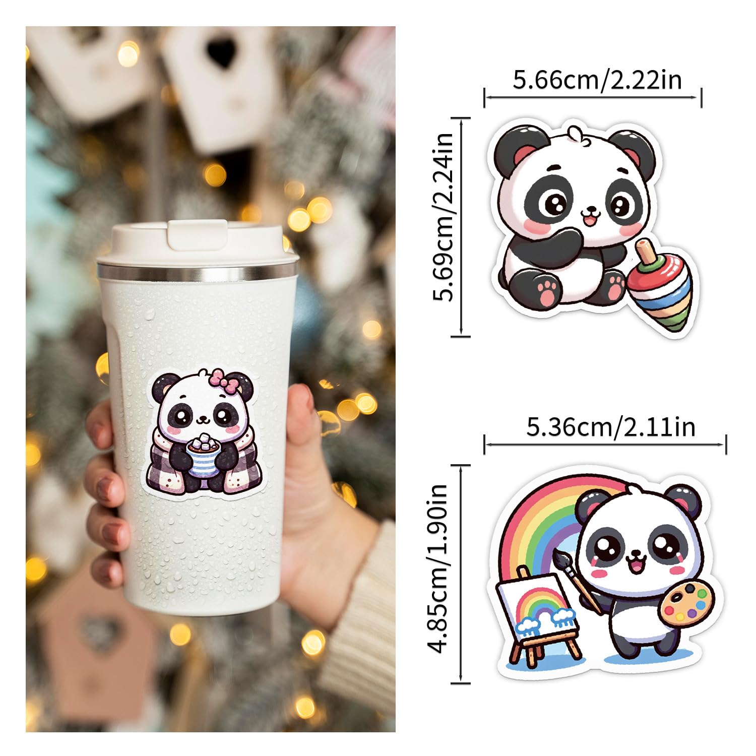 50Pcs Panda Stickers for Car,Helmet,Water Bottle,Skateboard,Bike,Luggage,Scrapbook,Computer,Bike - Image 3