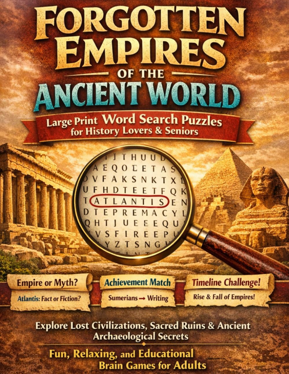 Forgotten Empires of the Ancient World: Large Print Word Search Puzzles for History Lovers & Seniors: Explore Lost Civilizations, Sacred Ruins & ... and Educational Brain Games for Adults