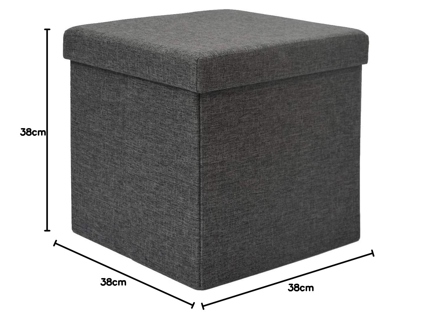 DuneDesign Contenitore - 38x38x38 cm - Pouf pieghevole con coperchio imbottito - Sgabello poggiapiedi Tavolino Contenitore stabile - Capacità 42 l - Installazione Salotto Camera da letto Ingresso